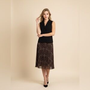 Julia Jordan Black and Brown Leopard Skirt Set